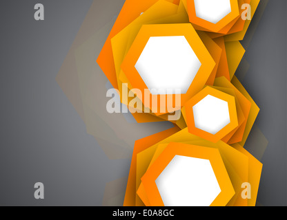 Contexte avec orange d'hexagones. Abstract illustration Banque D'Images