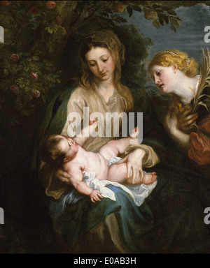 Anthony Van Dyck vierge à l'Enfant avec sainte Catherine d'Alexandrie Banque D'Images