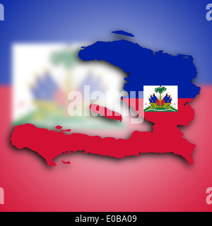 La carte d'Haïti rempli avec le drapeau national Banque D'Images