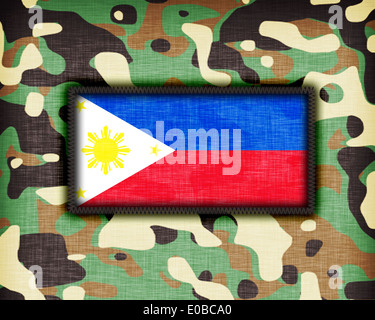 Amy camouflage avec drapeau sur elle aux Philippines Banque D'Images