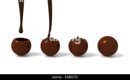 Illustration Pas de dragées chocolat au lait pralinés au chocolat noir sur fond blanc crème. Banque D'Images