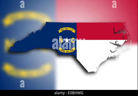 Plan de North Carolina rempli de l'état d'un drapeau Banque D'Images