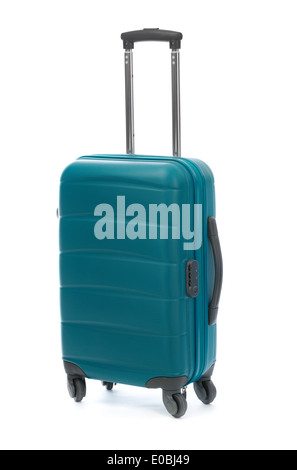 Étui bleu isolé sur le fond blanc. Taille de la cabine. Banque D'Images