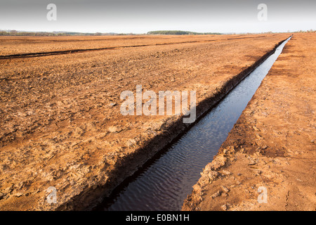 Une tourbière soulevée en cours de récolte de tourbe pour près de Douglas de l'eau dans les hautes terres du sud de l'Ecosse. Banque D'Images