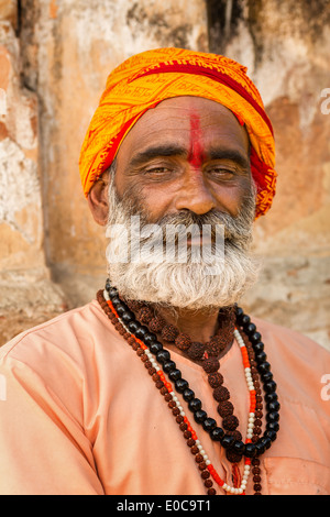 Portrait d'un Sadhu, saint homme, temple de Pashupatinath, Katmandou, Népal Banque D'Images