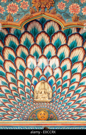 L'Inde, Rajasthan, Jaipur, City Palace, Lotus Gate Banque D'Images