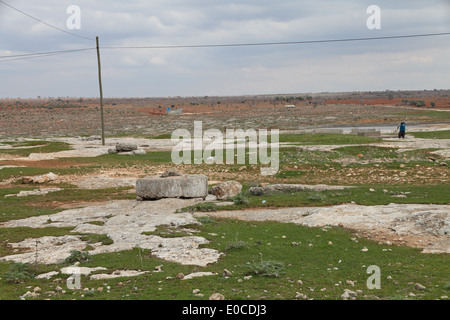 La fin de la période romaine de réservoirs dans la roche au village de Cibin, Saylakkaya, Sanliurfa province, au sud est de la Turquie Banque D'Images