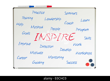 Inspirer Nuage de mots écrits sur un tableau blanc Banque D'Images
