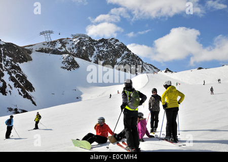 Avec Gaislachkogel pente de ski, Sölden, Ötztal, l'hiver dans le Tyrol, Autriche Banque D'Images