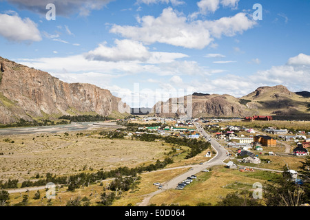 Vue d'El Chalten, Santa Cruz, en Patagonie, Argentine Banque D'Images