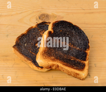 Griller le pain s'burntly. Burntly avec disques toast le petit-déjeuner., toasten Toastbrot wurde beim verbrannt. Banque D'Images