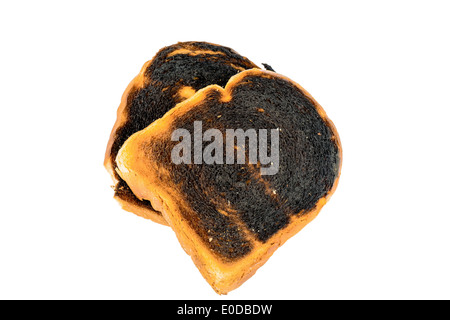 Griller le pain s'burntly. Burntly avec disques toast le petit-déjeuner., toasten Toastbrot wurde beim verbrannt. Banque D'Images