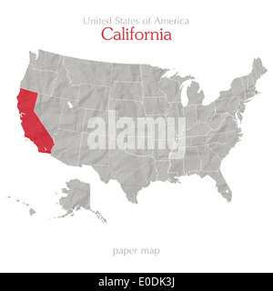 La Californie et le United States map contours Banque D'Images