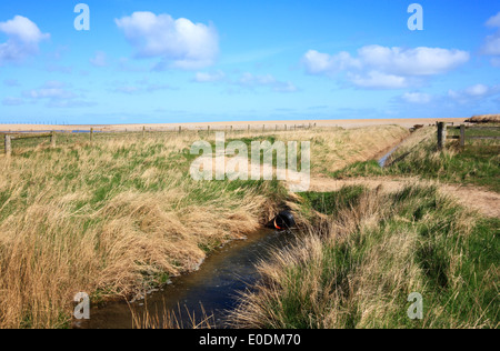 Un sentier public à la plage sur les marais de Salthouse, Norfolk, Angleterre, Royaume-Uni. Banque D'Images