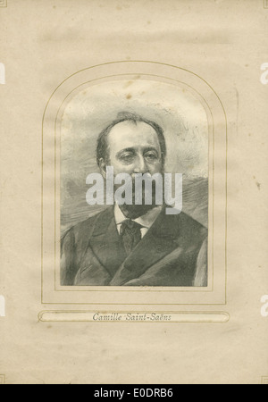 Portrait du compositeur français Camille Saint-Saëns des années 1800, capturant sa ressemblance à la fin du XIXe siècle. L'image donne un aperçu de la vie et de l'héritage culturel de ce musicien éminent. Banque D'Images