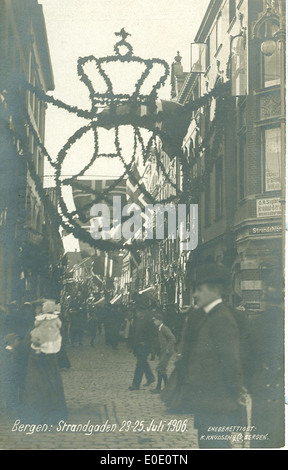 Bergen : Strandgaten 23-25. Juillet 1906 Banque D'Images