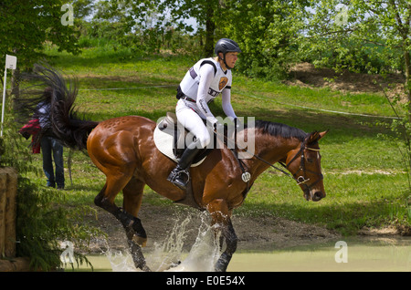 Champion olympique Ingrid Klimke sur Horseware Hale Bob, Marbach Eventing, 10 mai, 2014 Banque D'Images