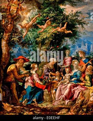 La Sainte Famille avec les Saints et les Anges 1606-1610 Joachim Antonisz. Wtewael Néerlandais Pays-Bas 1566 -1638 Banque D'Images