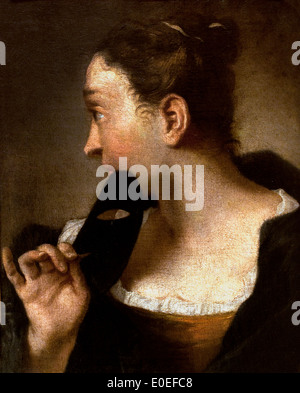 Portrait d'une Jeune Femme de profil avec un masque dans la main droite de la Piazzetta 1682-1754 25821 1720 Venise Italie Italien Banque D'Images