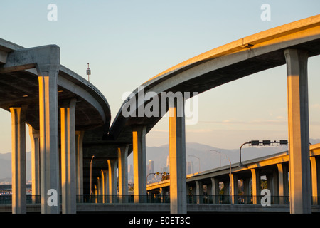 Los Angeles Californie, Interstate 110 105, I-110 I-105, Harbour Freeway, autoroute, pont autoroutier, autoroute, échangeur, jonction, chaussée surélevée, courbe, sup Banque D'Images