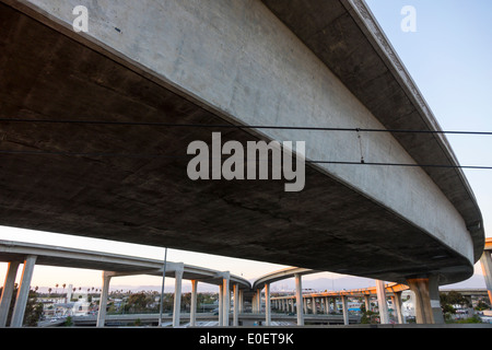 Los Angeles Californie, Interstate 110 105, I-110 I-105, Harbour Freeway, autoroute, autoroute, échangeur, pont autoroutier, jonction, chaussée surélevée, courbe, sup Banque D'Images