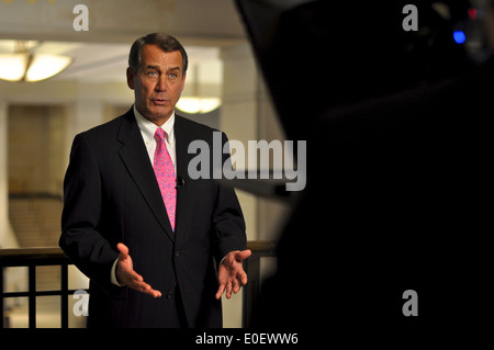 Chef de la minorité de la Chambre John Boehner Rép. au cours d'une interview télévisée sur le plan santé d'Obama, 193 Mars 2010 à Washington, DC. Banque D'Images