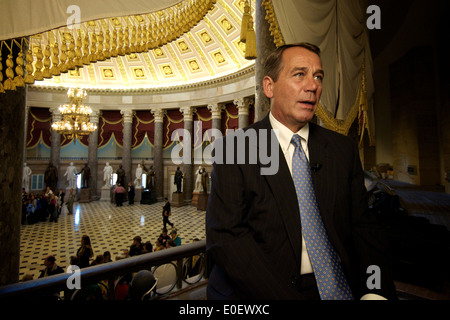 Chef de la minorité de la Chambre John Boehner Rép. au cours de l'adresse de Radio républicain hebdomadaire le 21 janvier 2010 à Washington, DC. Banque D'Images
