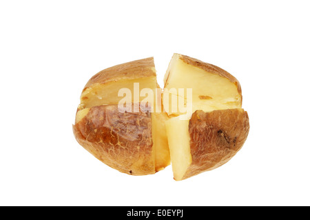 Pomme de terre au four ordinaire avec aucun remplissage couper en quatre isolés contre white Banque D'Images
