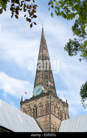 Flèche de l'église paroissiale de St Cuthbert centre-ville de Darlington, North East England UK Banque D'Images