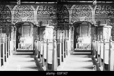 L'intérieur de l'église de Jostedal, ca. 1898. Banque D'Images