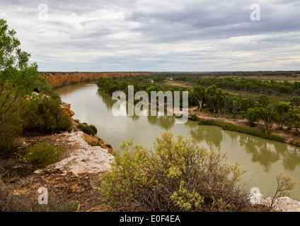 Falaises calcaires à Big Bend sur la Murray River près de Swan Reach, l'Australie du Sud Banque D'Images