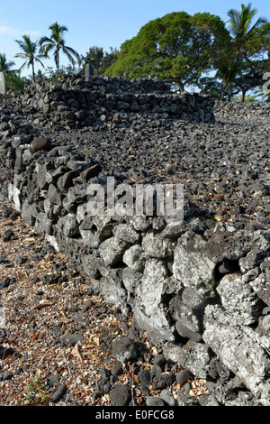 Hikiau Heiau, la baie de Kealakekua, Captain Cook, Kailu Kona, Big Island, Hawaii, USA Banque D'Images