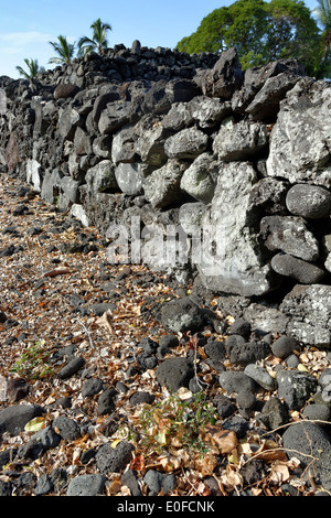 Hikiau Heiau, la baie de Kealakekua, Captain Cook, Kailu Kona, Big Island, Hawaii, USA Banque D'Images