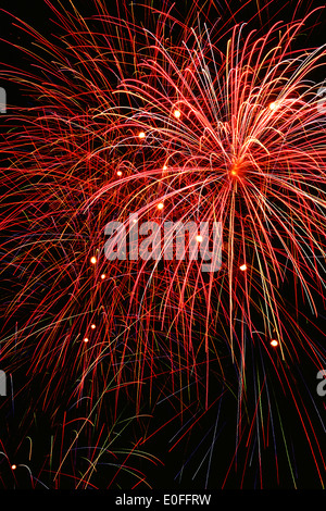 Irework explosifs pyrotechniques fireworks événement haut en couleur celecration la pyrotechnie spectacle Festival Québec, Canada Banque D'Images