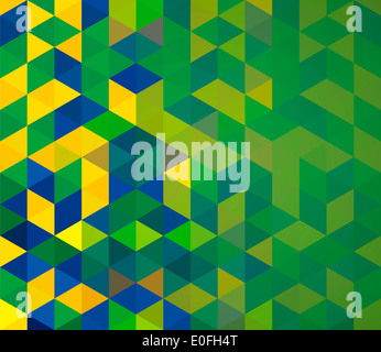 Résumé Contexte La géométrie avec les couleurs du drapeau du Brésil. Banque D'Images