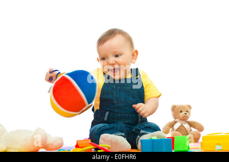 Portrait of caucasian bay Playing with toy Banque D'Images