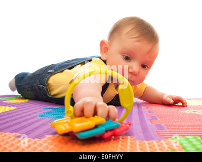 Portrait of caucasian bay Playing with toy Banque D'Images