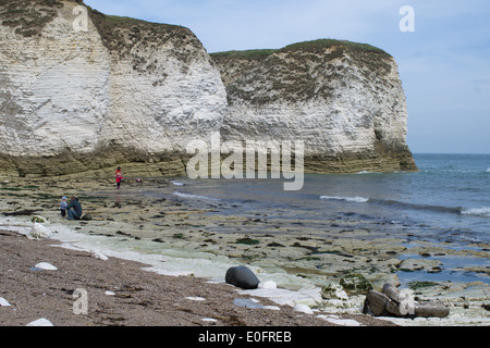 Vue sur la pittoresque baie rocheuse propre Sud Atterrissage Flamborough Head. Banque D'Images