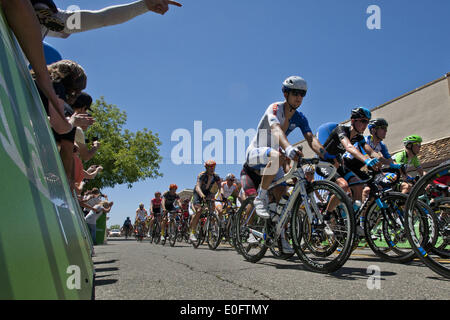 Sacramento, Californie, USA. Le 11 mai, 2014. Le peloton doit passer par Lincoln Way lors de l'étape 1 de l'Amgen Tour de Californie événement cycliste à Auburn le dimanche, Mai 11, 2014. © Randall Benton/Sacramento Bee/ZUMAPRESS.com/Alamy Live News Banque D'Images