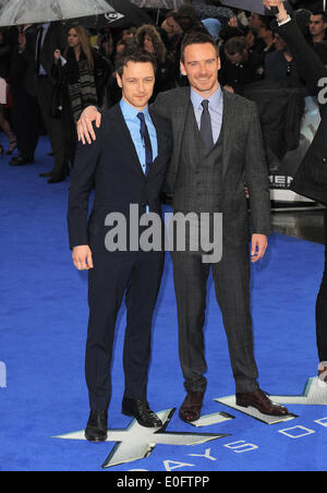 Londres, Royaume-Uni. 12 mai, 2014. James McAvoy et Michael Fassbender arrivent pour le UK Premiere de 'X-Men : days of Future Past" à l'Odeon Leicester Square. Credit : Ferdaus Shamim/ZUMA/ZUMAPRESS.com/Alamy fil Live News Banque D'Images