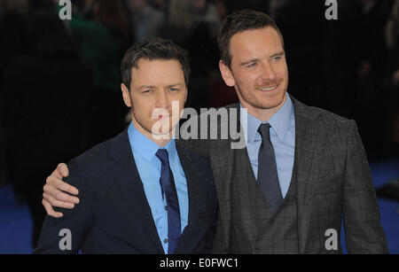 Londres, Royaume-Uni. 12 mai, 2014. James McAvoy et Michael Fassbender arrivent pour le UK Premiere de 'X-Men : days of Future Past" à l'Odeon Leicester Square. Credit : Ferdaus Shamim/ZUMA/ZUMAPRESS.com/Alamy fil Live News Banque D'Images