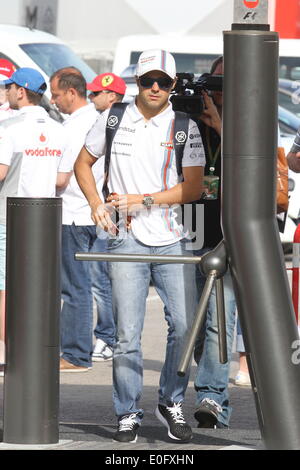 Barcelone, Espagne. 10 mai, 2014. FIA Formula 1 Grand Prix d'Espagne. Arrivant pour la journée de qualification, Felipe Massa (BRA) Williams Martini Racing © Plus Sport Action/Alamy Live News Banque D'Images