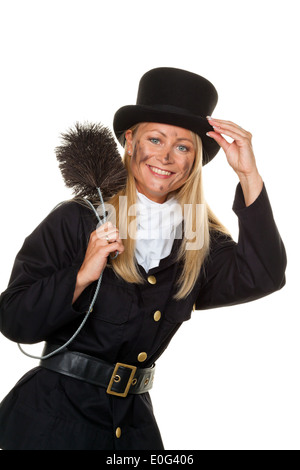 La femme comme un ramoneur. Chance bringer pour Nouvel An et fin de l'année., Frau als Schornsteinfeger. Gluecksbringer zu Sil Banque D'Images