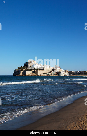 Vieille ville avec château, Madrid, Valence, Costa del Azahar, Castello, Espagne Banque D'Images