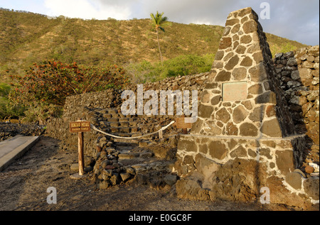 Hikiau Heiau, la baie de Kealakekua, Captain Cook, Kailu Kona, Big Island, Hawaii, USA Banque D'Images