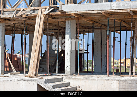 Coffrage de béton forme travaux sur bâtiment en construction Banque D'Images