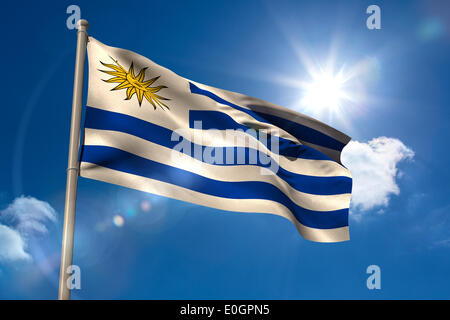 Mât de drapeau national sur l'Uruguay Banque D'Images