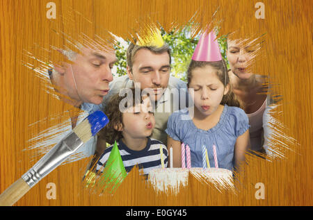 Image composite de fêter un anniversaire en famille Banque D'Images