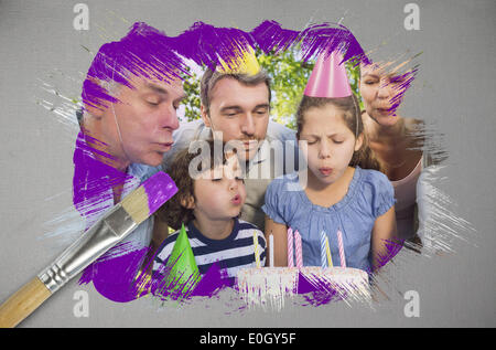 Image composite de fêter un anniversaire en famille Banque D'Images