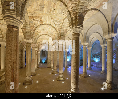 Piliers lumineux de Langobardic crypte de San Salvatore, Abbadia San Salvatore di Monte Amiata, Toscane, Italie Banque D'Images